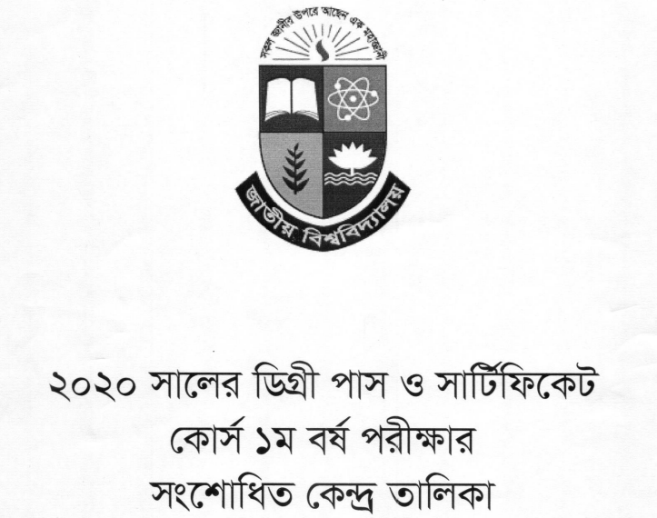 Degree Pass & Certificate Course 1st Year Exam Center Lists