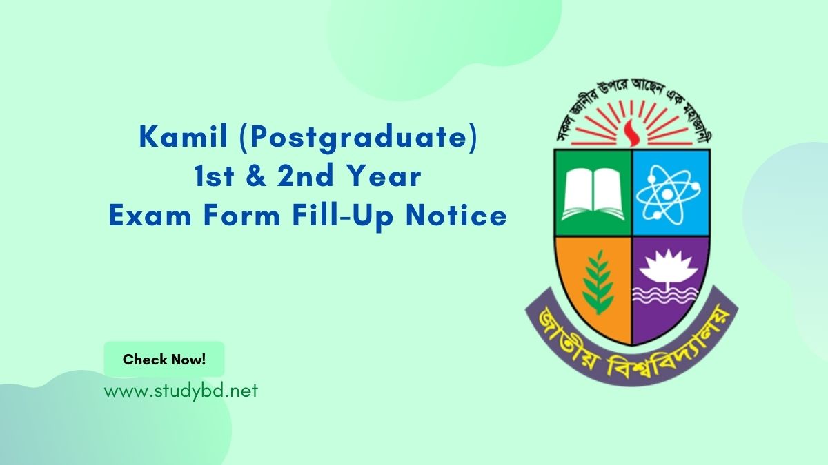 Kamil (Postgraduate) 1st & 2nd Year Exam Form Fill-Up Notice